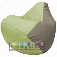 Бескаркасное кресло мешок Груша Г2.3-0402 (светло-салатовый, светло-серый)